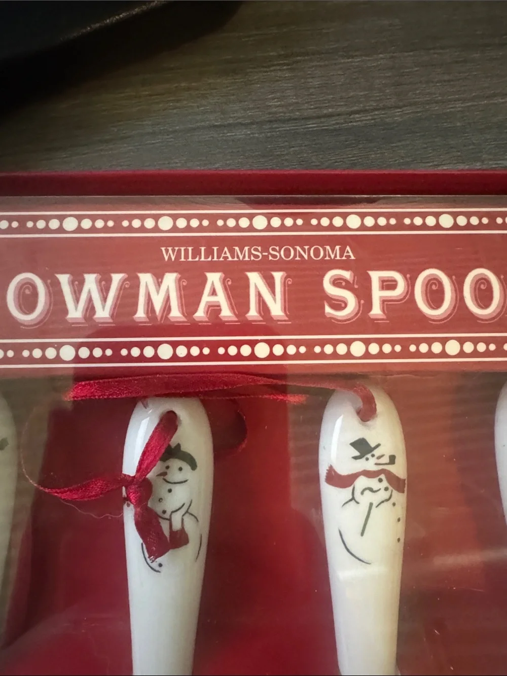 Williams Sonoma White Snowman Ceramic Spoon Set